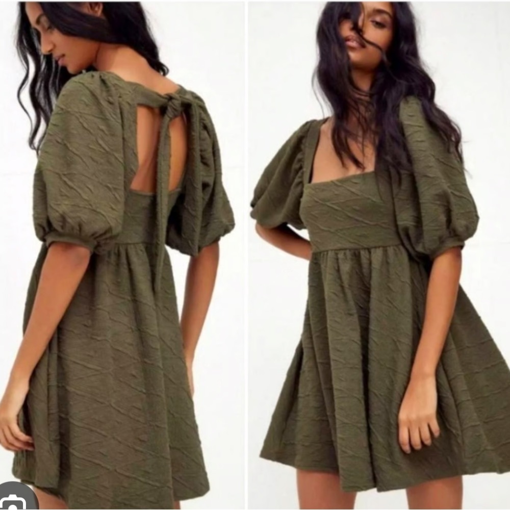 Free People Violet Mini Dress in Dark Olive